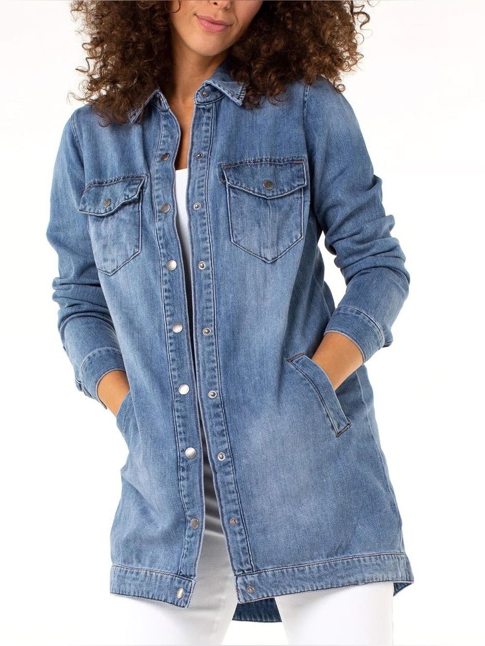 Liverpool Denim LongLine Jacket Dress Small